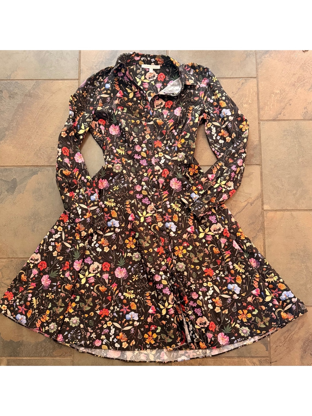 Antonio Melani 100% cotton Black Floral Button Down Dress